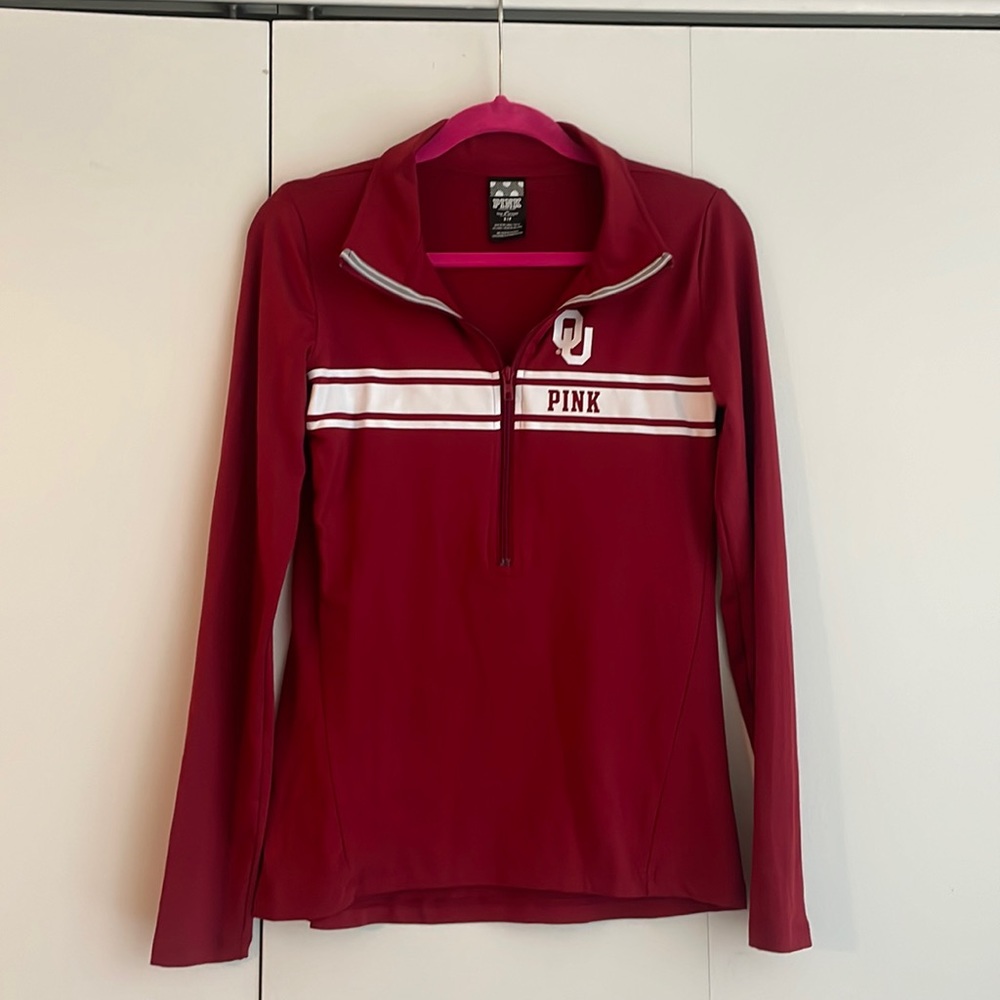 OU Sooners Quarter Zip athletic long sleeve VS Pink collab